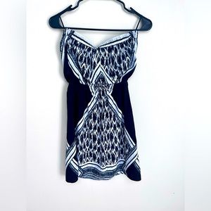 Express black and white strapless dress